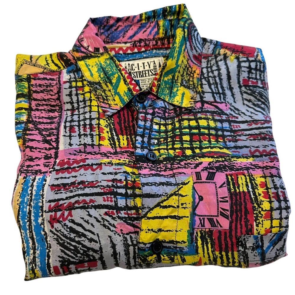 Vintage City Streets Silk Shirt S